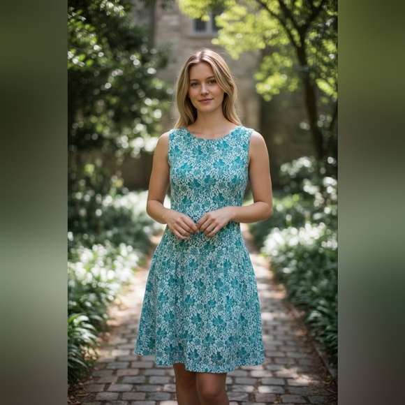 Cynthia Rowley Dresses & Skirts - Cynthia Rowley Teal Floral Lace Dress – Small